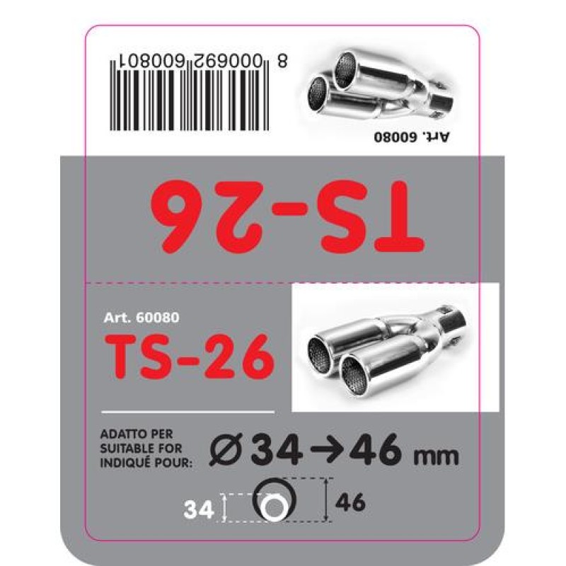 ΑΚΡΟ ΕΞΑΤΜΙΣΗΣ TS-26 Φ 34-46mm - ΔΙΠΛΗ ΑΠΟΛΗΞΗ - Lampa - L6008.0 ΑΚΡΟ ΕΞΑΤΜΙΣΗΣ TS-26 Φ 34-46mm - ΔΙΠΛΗ ΑΠΟΛΗΞΗ - Lampa - L6008.0