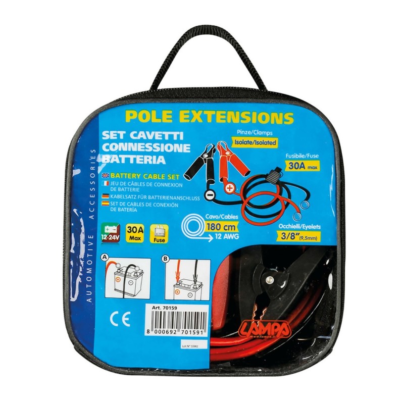 ΡΕΥΜΑΤΟΔΟΤΕΣ POLE EXTENSIONS 12/24V 180cm ΜΕ ΑΚΡΟΔΕΚΤΕΣ 9,5mm ΓΙΑ ΠΟΛΟΥΣ ΜΠΑΤΑΡΙΑΣ ΚΑΙ ΑΣΦΑΛΕΙΑ 30A - Lampa - L7015.9 ΡΕΥΜΑΤΟΔΟΤΕΣ POLE EXTENSIONS 12/24V 180cm ΜΕ ΑΚΡΟΔΕΚΤΕΣ 9,5mm ΓΙΑ ΠΟΛΟΥΣ ΜΠΑΤΑΡΙΑΣ ΚΑΙ ΑΣΦΑΛΕΙΑ 30A - Lampa - L7015.9