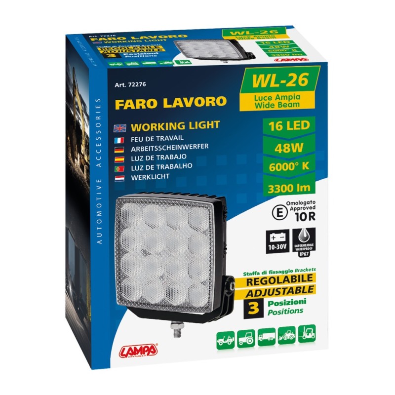 ΠΡΟΒΟΛΕΑΣ WL-26 16LED 48W 3300lm 10-30V 110x110x44 mm 3 ΘΕΣΕΩΝ ΜΕ ΦΩΣ ΔΙΑΘΛΑΣΗΣ -1ΤΕΜ. - Lampa - L7227.6 ΠΡΟΒΟΛΕΑΣ WL-26 16LED 48W 3300lm 10-30V 110x110x44 mm 3 ΘΕΣΕΩΝ ΜΕ ΦΩΣ ΔΙΑΘΛΑΣΗΣ -1ΤΕΜ. - Lampa - L7227.6