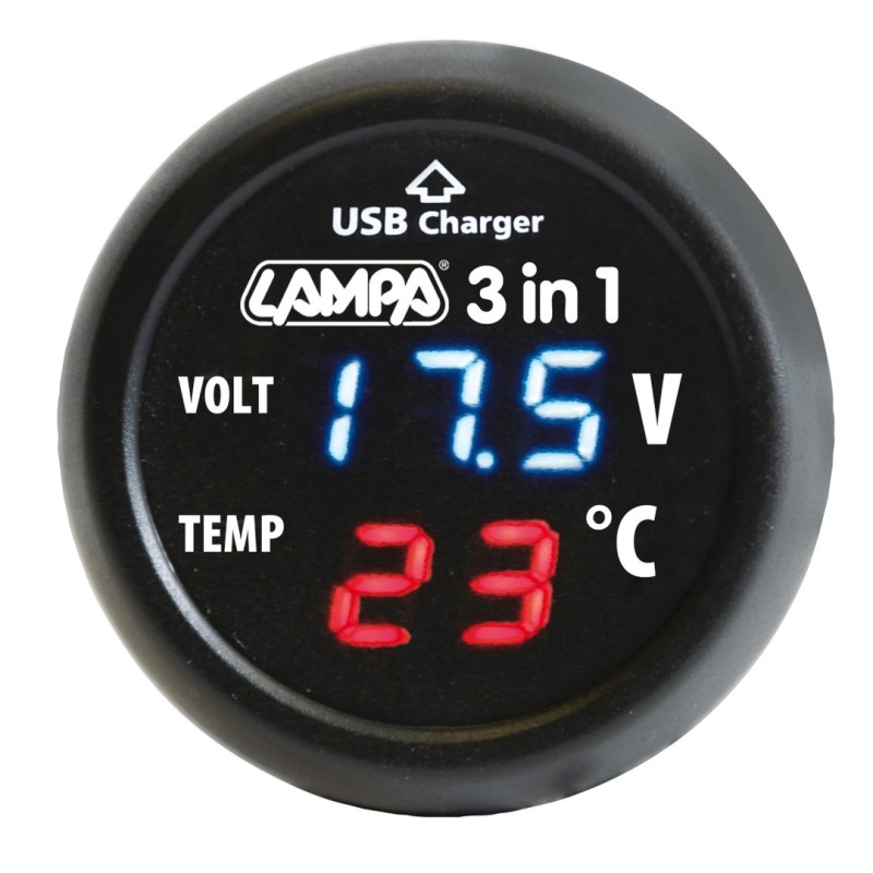 ΒΟΛΤΟΜΕΤΡΟ ΜΠΑΤΑΡΙΑΣ SMART-PLUG 3 in 1 12/24V 2,1A (ΜΕ ΘΕΡΜΟΜΕΤΡΟ ΚΑΙ ΘΥΡΑ USB) - Lampa - L7406.3 ΒΟΛΤΟΜΕΤΡΟ ΜΠΑΤΑΡΙΑΣ SMART-PLUG 3 in 1 12/24V 2,1A (ΜΕ ΘΕΡΜΟΜΕΤΡΟ ΚΑΙ ΘΥΡΑ USB) - Lampa - L7406.3