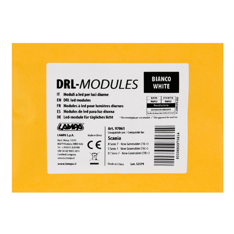 ΚΙΤ ΜΕΤΑΤΡΟΠΗΣ ΦΩΤΩΝ ΗΜΕΡΑΣ ΣΕ ΛΕΥΚΟ DRL LED MODULES ΓΙΑ SCANIA R/S SERIE 7 11/2016+ LAMPA - 1 Κιτ. - Lampa - L9706.1