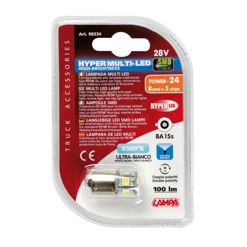 P21W 24/28V BA15s 100lm HYPER-LED24 ΛΕΥΚΟ (ΜΟΝΟΠΟΛΙΚΟ) BLISTER 1ΤΕΜ. - Lampa - L9833.4 P21W 24/28V BA15s 100lm HYPER-LED24 ΛΕΥΚΟ (ΜΟΝΟΠΟΛΙΚΟ) BLISTER 1ΤΕΜ. - Lampa - L9833.4