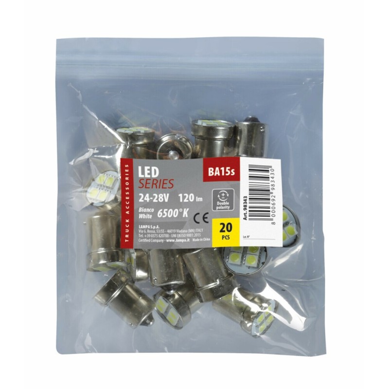 R5W BA15s 24/28V 120LM 12SMD LED x 1 CHIPS HYPER LED ΛΕΥΚΑ 20TEM. - Lampa - L9834.3 R5W BA15s 24/28V 120LM 12SMD LED x 1 CHIPS HYPER LED ΛΕΥΚΑ 20TEM. - Lampa - L9834.3