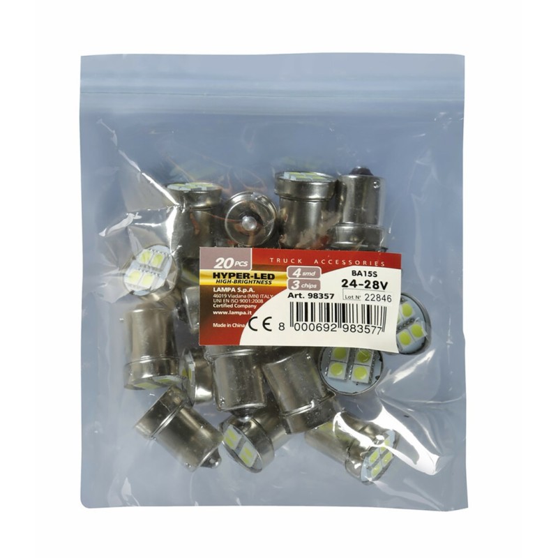 ΛΑΜΠΑ P21W 24-28V BA15s 40lm HYPER-LED (ΜΟΝΟΠΟΛΙΚΟ)LAMPA - 20 ΤΕΜ. - Lampa - L9835.7 ΛΑΜΠΑ P21W 24-28V BA15s 40lm HYPER-LED (ΜΟΝΟΠΟΛΙΚΟ)LAMPA - 20 ΤΕΜ. - Lampa - L9835.7