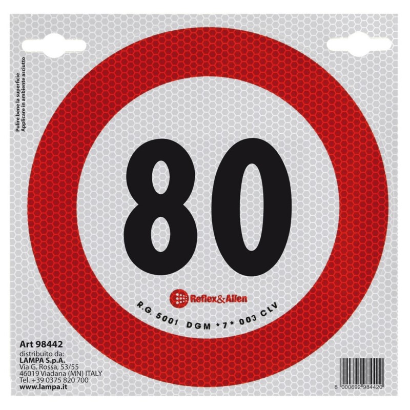 ΣΗΜΑ ΤΑΧΥΤΗΤΑΣ ΧΙΛΙΟΜΕΤΡΩΝ 80km/h ΑΥΤΟΚΟΛΛΗΤΟ - Lampa - L9844.2 ΣΗΜΑ ΤΑΧΥΤΗΤΑΣ ΧΙΛΙΟΜΕΤΡΩΝ 80km/h ΑΥΤΟΚΟΛΛΗΤΟ - Lampa - L9844.2