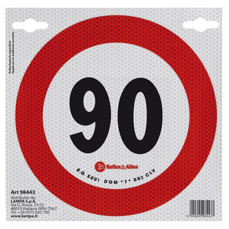 ΣΗΜΑ ΤΑΧΥΤΗΤΑΣ ΧΙΛΙΟΜΕΤΡΩΝ 90km/h ΑΥΤΟΚΟΛΛΗΤΟ - Lampa - L9844.3 ΣΗΜΑ ΤΑΧΥΤΗΤΑΣ ΧΙΛΙΟΜΕΤΡΩΝ 90km/h ΑΥΤΟΚΟΛΛΗΤΟ - Lampa - L9844.3
