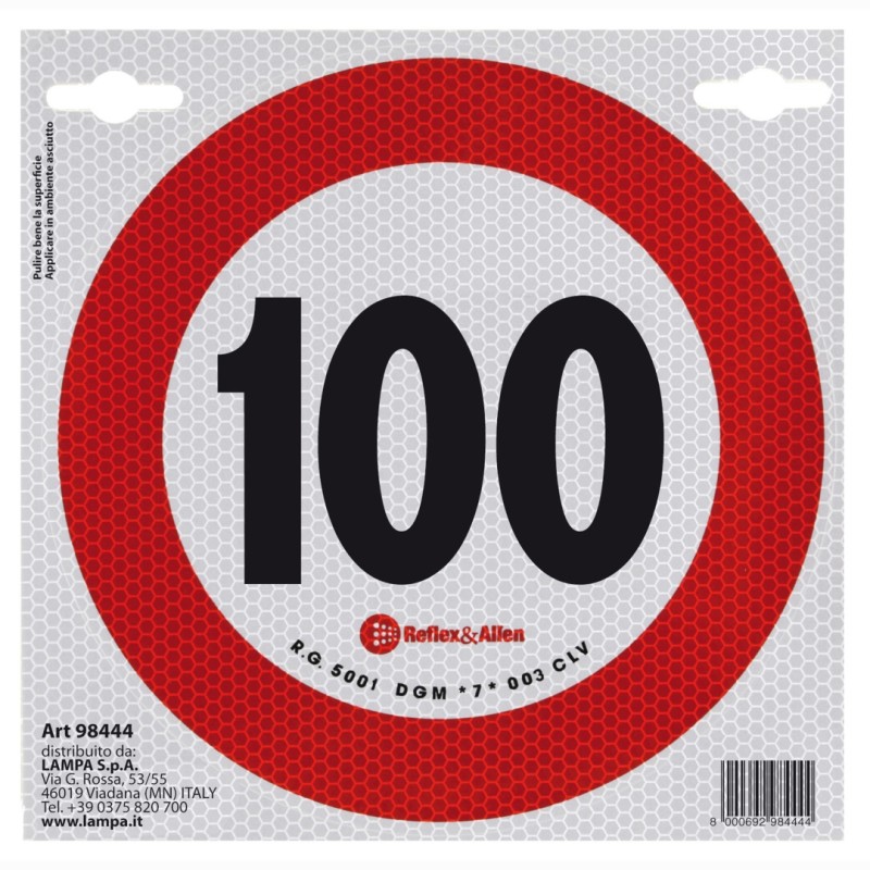 ΣΗΜΑ ΤΑΧΥΤΗΤΑΣ ΧΙΛΙΟΜΕΤΡΩΝ 100km/h ΑΥΤΟΚΟΛΛΗΤΟ - Lampa - L9844.4 ΣΗΜΑ ΤΑΧΥΤΗΤΑΣ ΧΙΛΙΟΜΕΤΡΩΝ 100km/h ΑΥΤΟΚΟΛΛΗΤΟ - Lampa - L9844.4