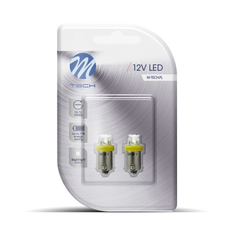 T4W 12V 0,96W BA9s (ΜΙΝΙΟΝ) LED 4xLED 3mm ΚΙΤΡΙΝΟ BLISTER 2ΤΕΜ. M-TECH - M-Tech - LB013Y/MT