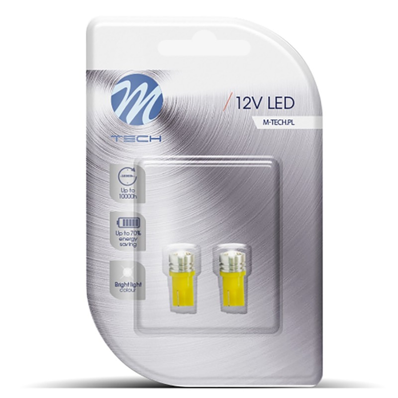 T10 W5W 12V W2,1x9,5d LED 1xHP ΚΙΤΡΙΝΟ (ΚΑΡΦΩΤΟ ΑΚΑΛΥΚΟ) BLISTER 2ΤΕΜ. M-TECH - M-Tech - LB015Y/MT