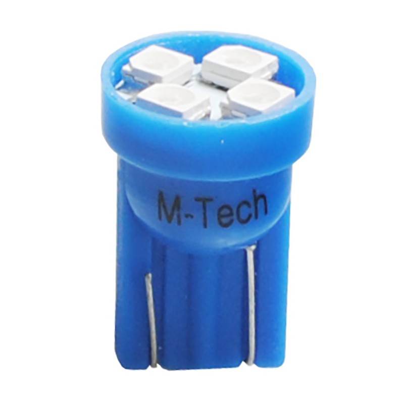 T10 W5W 12V W2,1x9,5d LED 4xSMD3528 ΜΠΛΕ (ΚΑΡΦΩΤΟ ΑΚΑΛΥΚΟ) BLISTER 2ΤΕΜ. M-TECH - M-Tech - LB017B/MT