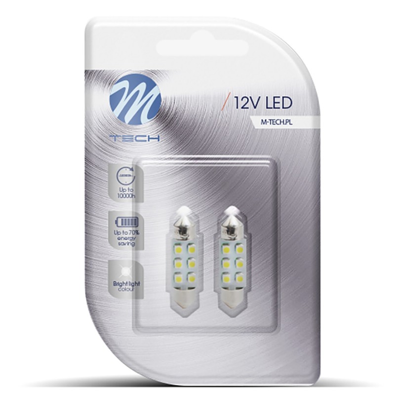 ΛΑΜΠΑΚΙΑ ΠΛΑΦΟΝΙΕΡΑΣ C5W/C10W 12V 0,48W SV8,5 36mm LED 6xSMD3528 ΚΙΤΡΙΝΟ BLISTER 2ΤΕΜ. M-TECH - M-Tech - LB028Y/MT