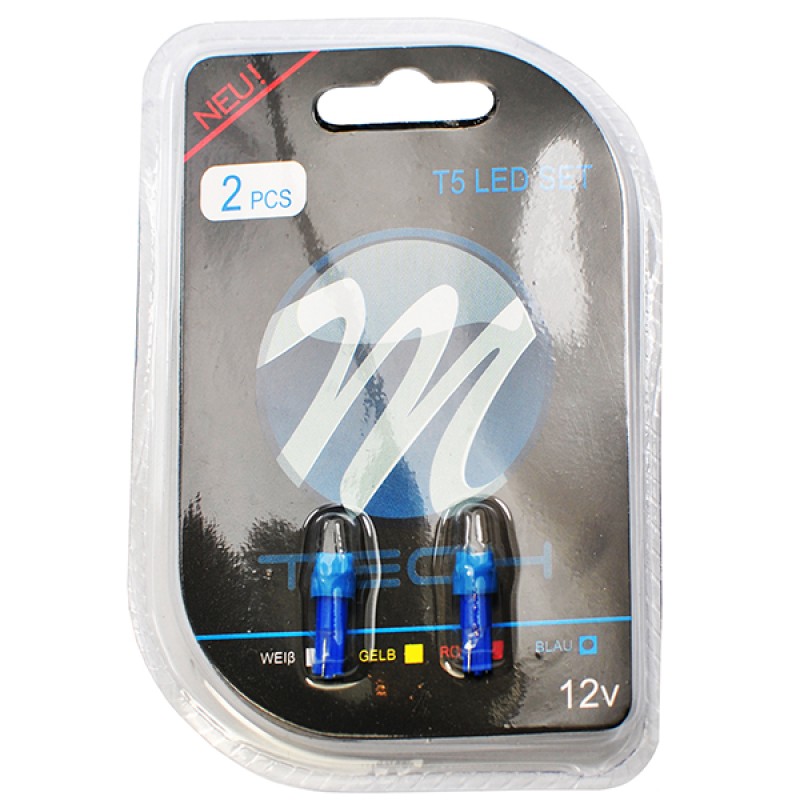 T5 12V W2x4,6d LED 1xSMD5050 ΜΠΛΕ (ΚΑΡΦΩΤΟ ΑΚΑΛΥΚΟ) BLISTER 2ΤΕΜ. - M-Tech - LB053B/MT