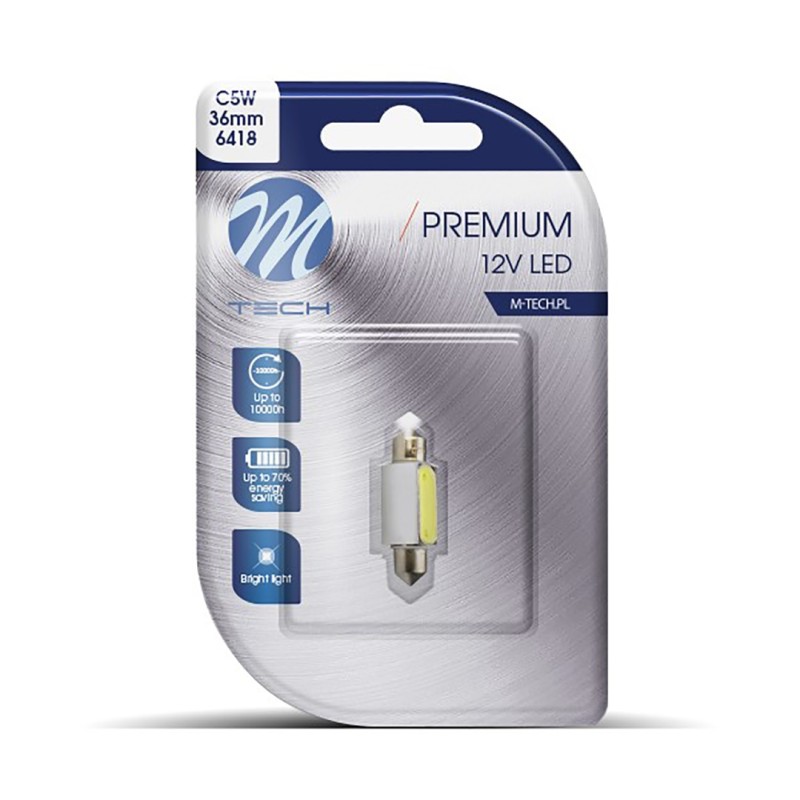 ΛΑΜΠΑΚΙΑ ΠΛΑΦΟΝΙΕΡΑΣ C5W 12V 1,5W SV8,5 36mm LED 1xHP PREMIUM BLISTER ΛΕΥΚΟ 1 ΤΕΜ. - M-Tech - LB080W/MT ΛΑΜΠΑΚΙΑ ΠΛΑΦΟΝΙΕΡΑΣ C5W 12V 1,5W SV8,5 36mm LED 1xHP PREMIUM BLISTER ΛΕΥΚΟ 1 ΤΕΜ. - M-Tech - LB080W/MT