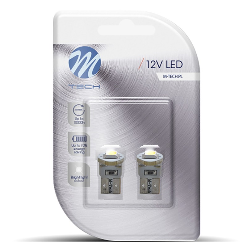 T10 W5W 12V W2,1x9,5d LED 1xSMD5050 ΛΕΥΚΟ (ΚΑΡΦΩΤΟ ΑΚΑΛΥΚΟ) BLISTER 2ΤΕΜ. M-TECH - M-Tech - LB081W/MT