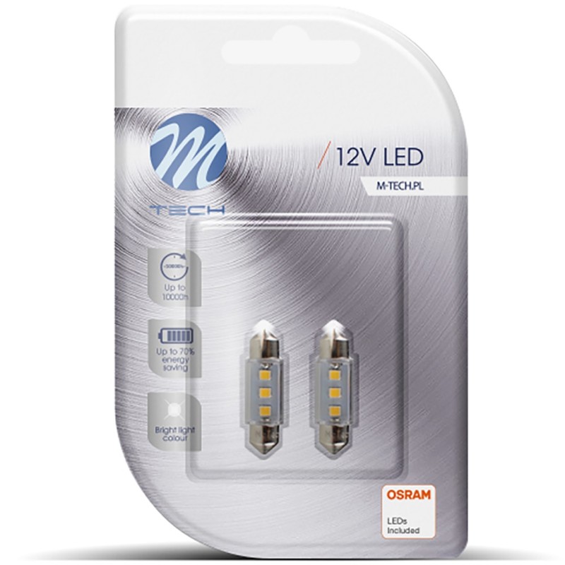 ΛΑΜΠΑΚΙΑ ΠΛΑΦΟΝΙΕΡΑΣ C5W/C10W 12V SV8.5 36mm 0,38W 3xSMD2835 LED OSRAM ΛΕΥΚΟ BLISTER 2ΤΕΜ. M-TECH - M-Tech - LB090W/MT ΛΑΜΠΑΚΙΑ ΠΛΑΦΟΝΙΕΡΑΣ C5W/C10W 12V SV8.5 36mm 0,38W 3xSMD2835 LED OSRAM ΛΕΥΚΟ BLISTER 2ΤΕΜ. M-TECH - M-Tech - LB090W/MT