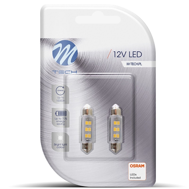 ΛΑΜΠΑΚΙΑ ΠΛΑΦΟΝΙΕΡΑΣ C5W/C10W 12V SV8.5 0,75W 41mm 6xSMD2835 LED OSRAM ΛΕΥΚΟ BLISTER 2ΤΕΜ. M-TECH - M-Tech - LB091W/MT ΛΑΜΠΑΚΙΑ ΠΛΑΦΟΝΙΕΡΑΣ C5W/C10W 12V SV8.5 0,75W 41mm 6xSMD2835 LED OSRAM ΛΕΥΚΟ BLISTER 2ΤΕΜ. M-TECH - M-Tech - LB091W/MT