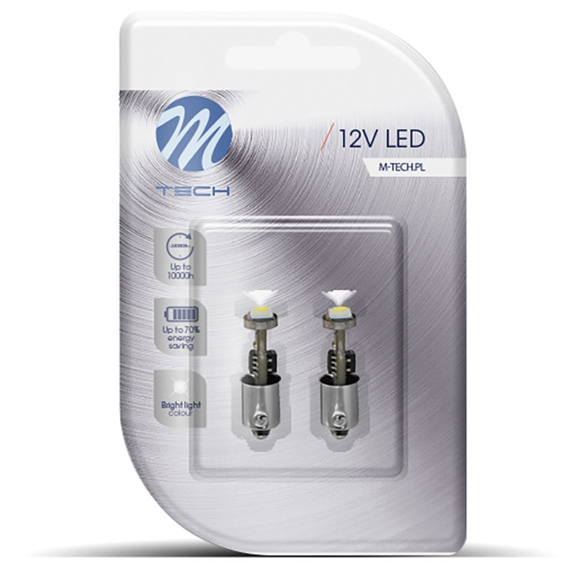 T4W 12V 0,72W BA9s (ΜΙΝΙΟΝ) LED 1xSMD5050 CAN-BUS ΛΕΥΚΟ BLISTER 2ΤΕΜ. - M-Tech - LB319W/MT T4W 12V 0,72W BA9s (ΜΙΝΙΟΝ) LED 1xSMD5050 CAN-BUS ΛΕΥΚΟ BLISTER 2ΤΕΜ. - M-Tech - LB319W/MT