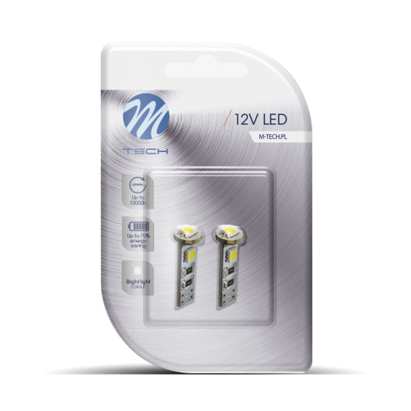 T10 W5W 12V W2,1x9,5d LED 3xSMD5050 ΛΕΥΚΟ (ΚΑΡΦΩΤΟ CAN-BUS) BLISTER 2ΤΕΜ. M-TECH - M-Tech - LB324AW/MT T10 W5W 12V W2,1x9,5d LED 3xSMD5050 ΛΕΥΚΟ (ΚΑΡΦΩΤΟ CAN-BUS) BLISTER 2ΤΕΜ. M-TECH - M-Tech - LB324AW/MT
