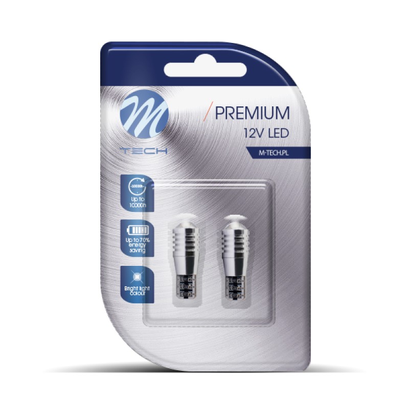T10 W5W 12V W2,1x9,5d LED 1xSMD3535 ΛΕΥΚΟ (ΚΑΡΦΩΤΟ CAN-BUS) BLISTER 2ΤΕΜ. M-TECH - M-Tech - LB326W/MT