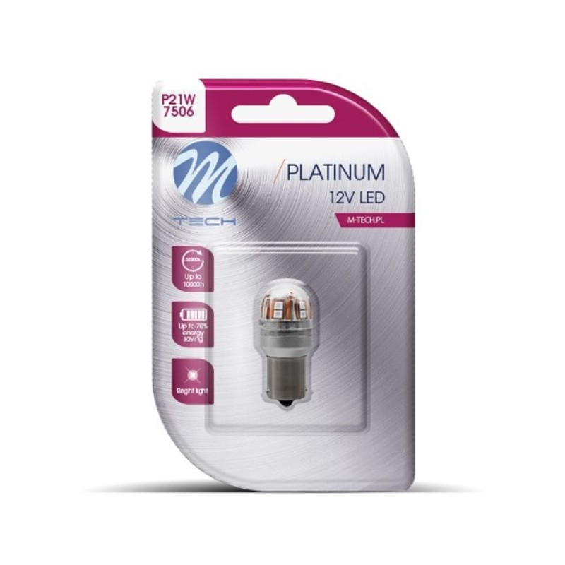 P21W 12/24V BA15s 15xSMD2835 LED ΚΟΚΚΙΝΟ CAN-BUS BLISTER M-TECH - 1 ΤΕΜ. - M-Tech - LB826R-01B/MT