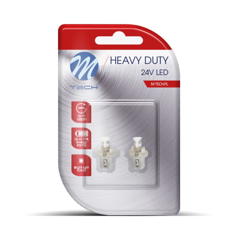 BAX 24V B8,5d 0,24W LED 1xFLUX 5mm ΛΕΥΚΟ ΔΙΑΘΛΑΣΗ BLISTER 2ΤΕΜ. M-TECH - M-Tech - LB904W/MT