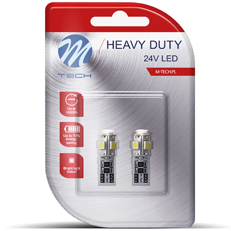 T10 W5W 24V 1,5W W2,1x9,5d LED 5xSMD5050 ΛΕΥΚΟ (ΚΑΡΦΩΤΟ CAN-BUS) BLISTER 2ΤΕΜ. M-TECH - M-Tech - LB9321W/MT T10 W5W 24V 1,5W W2,1x9,5d LED 5xSMD5050 ΛΕΥΚΟ (ΚΑΡΦΩΤΟ CAN-BUS) BLISTER 2ΤΕΜ. M-TECH - M-Tech - LB9321W/MT