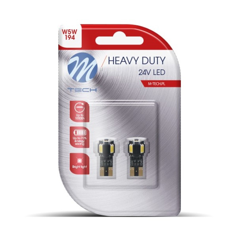 T10 W5W 24V W2.1x9.5d 4xSMD5630 + 1xHP LED CAN-BUS ΛΕΥΚΟ HEAVY DUTY BLISTER M-TECH - 2 Τεμ. - M-Tech - LB9804W/MT T10 W5W 24V W2.1x9.5d 4xSMD5630 + 1xHP LED CAN-BUS ΛΕΥΚΟ HEAVY DUTY BLISTER M-TECH - 2 Τεμ. - M-Tech - LB9804W/MT
