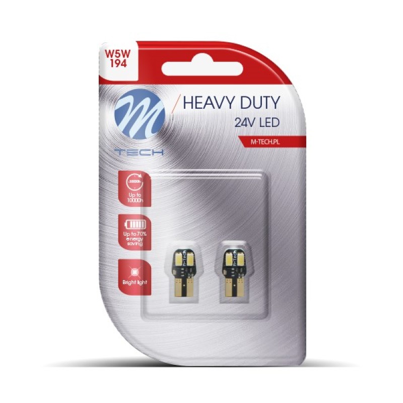 W5W 24V BA15s 8xSMD3528 LED ΚΟΚΚΙΝΟ HEAVY DUTY BLISTER M-TECH - 2 Τεμ. - M-Tech - LB988R/MT W5W 24V BA15s 8xSMD3528 LED ΚΟΚΚΙΝΟ HEAVY DUTY BLISTER M-TECH - 2 Τεμ. - M-Tech - LB988R/MT