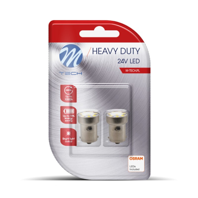 R5W/R10W 24V BA15s LED 8xSMD3528 ΛΕΥΚΟ (ΜΟΝΟΠΟΛΙΚΟ) HEAVY DUTY BLISTER 2ΤΕΜ. M-TECH - M-Tech - LB988W/MT R5W/R10W 24V BA15s LED 8xSMD3528 ΛΕΥΚΟ (ΜΟΝΟΠΟΛΙΚΟ) HEAVY DUTY BLISTER 2ΤΕΜ. M-TECH - M-Tech - LB988W/MT