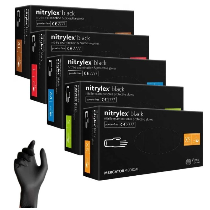 ΓΑΝΤΙΑ ΝΙΤΡΙΛΙΟΥ MERCATOR NITRYLEX BASIC ΣΕ ΜΑΥΡΟ ΧΡΩΜΑ SMALL (S) AMIO - 100 τεμ. - Amio - MER13229/AM