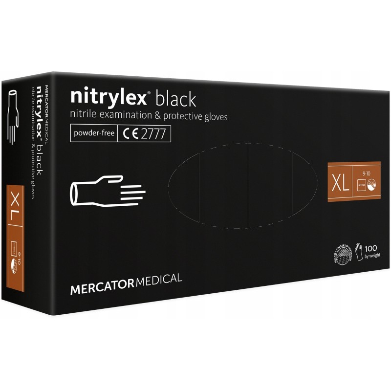ΓΑΝΤΙΑ ΝΙΤΡΙΛΙΟΥ MERCATOR NITRYLEX BASIC ΣΕ ΜΑΥΡΟ ΧΡΩΜΑ ΧLARGE (ΧL)  AMIO - 100 Τεμ. - Amio - MER13529/AM