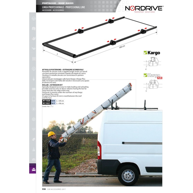 ROLLER ΜΕ ΠΡΟΕΚΤΑΣΗ ΓΙΑ ΜΠΑΡΕΣ ΟΡΟΦΗΣ KARGO - Nordrive - N11020 ROLLER ΜΕ ΠΡΟΕΚΤΑΣΗ ΓΙΑ ΜΠΑΡΕΣ ΟΡΟΦΗΣ KARGO - Nordrive - N11020