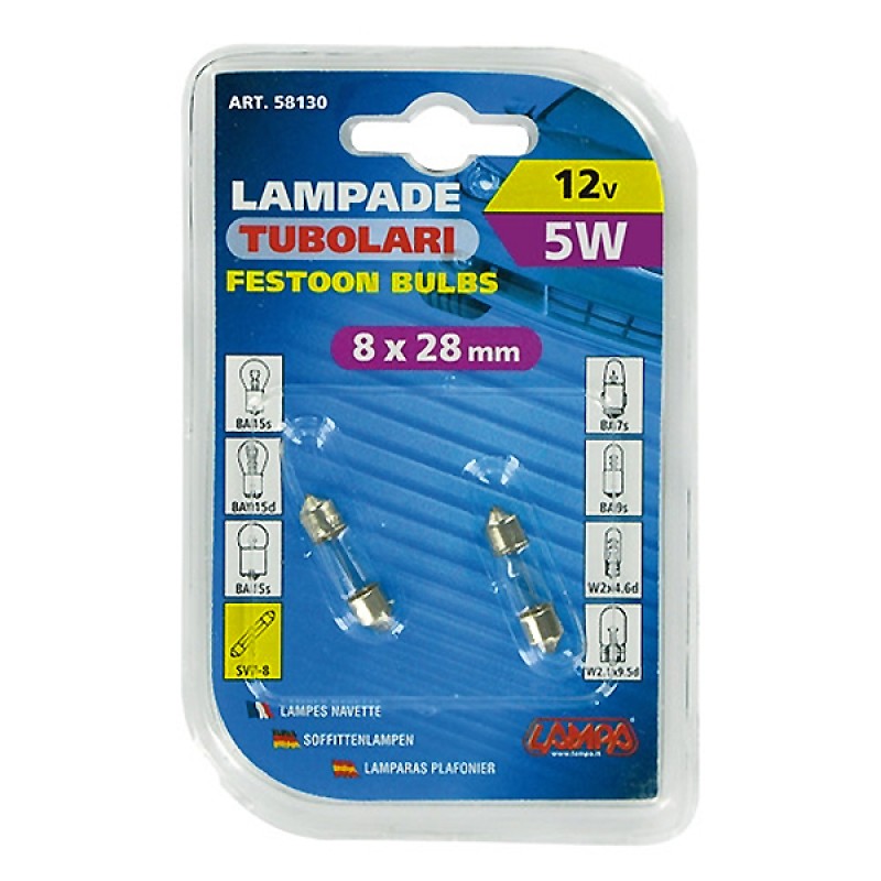 ΛΑΜΠΑ ΣΩΛΗΝΩΤΗ 5W/12V SV7-8 8X28mm - Lampa - L5813.0 ΛΑΜΠΑ ΣΩΛΗΝΩΤΗ 5W/12V SV7-8 8X28mm - Lampa - L5813.0