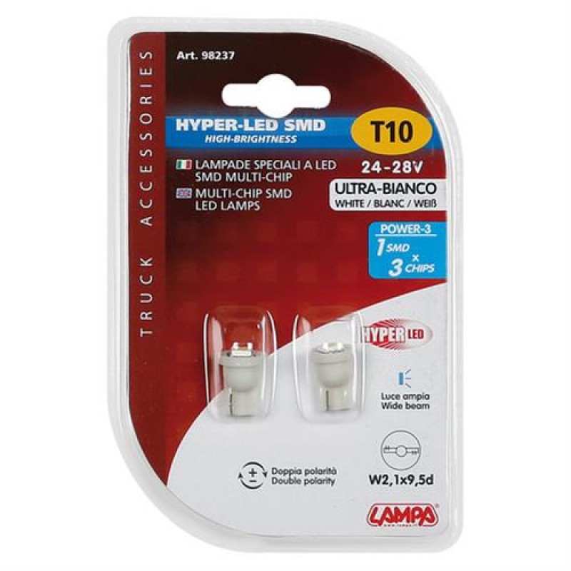 T10 W5W 24/28V 8lm HYPER-LED3 ΛΕΥΚΟ ΔΙΑΘΛΑΣΗΣ 1SMDx3chips (ΚΑΡΦΩΤΟ-ΔΙΠΛΗΣ ΠΟΛΙΚΟΤΗΤΑΣ)ΣΑΚΟΥΛΑ 20ΤΕΜ. - Lampa - L9823.8 T10 W5W 24/28V 8lm HYPER-LED3 ΛΕΥΚΟ ΔΙΑΘΛΑΣΗΣ 1SMDx3chips (ΚΑΡΦΩΤΟ-ΔΙΠΛΗΣ ΠΟΛΙΚΟΤΗΤΑΣ)ΣΑΚΟΥΛΑ 20ΤΕΜ. - Lampa - L9823.8