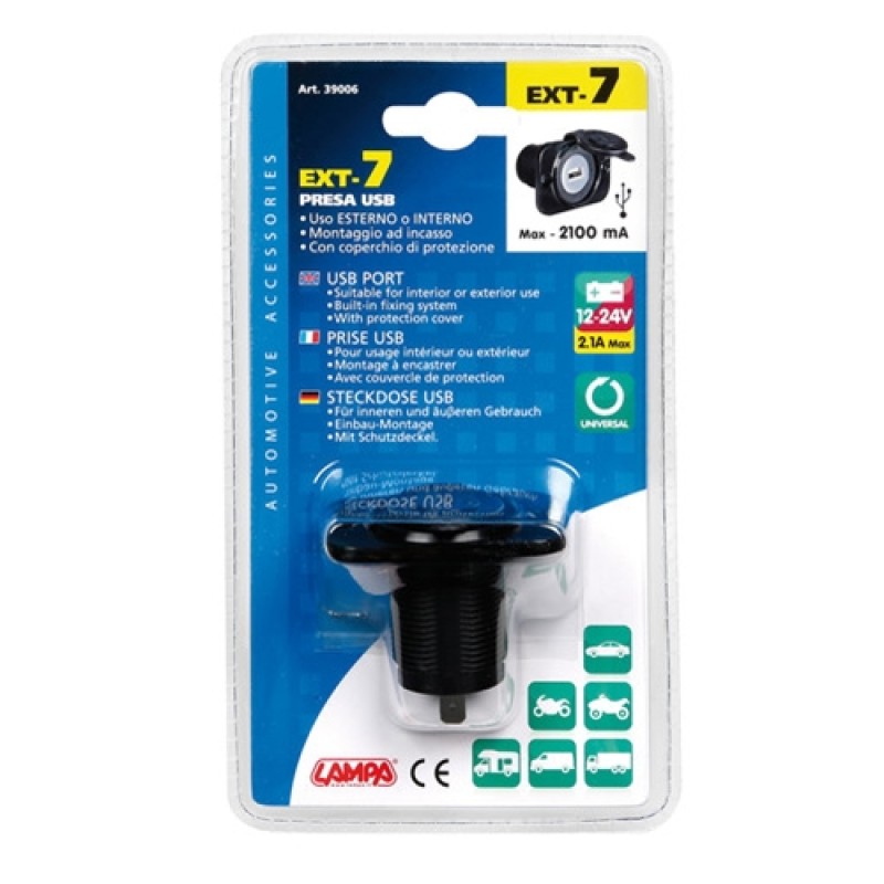 ΠΡΙΖΑ ΦΟΡΤΙΣΗΣ USB ΜΕ ΚΑΠΑΚΙ EXT-7 12/24V - Lampa - 3900.6-LM ΠΡΙΖΑ ΦΟΡΤΙΣΗΣ USB ΜΕ ΚΑΠΑΚΙ EXT-7 12/24V - Lampa - 3900.6-LM