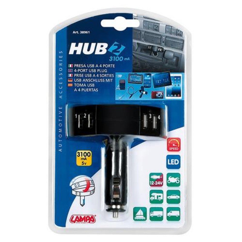ΦΟΡΤΙΣΤΗΣ ΑΝΑΠΤΗΡΑ HUB-2 ME 4 USB 12/24V 3100mA - Lampa - L3896.1/T ΦΟΡΤΙΣΤΗΣ ΑΝΑΠΤΗΡΑ HUB-2 ME 4 USB 12/24V 3100mA - Lampa - L3896.1/T