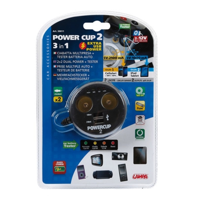 ΑΝΤΑΠΤΟΡΑΣ ΑΝΑΠΤΗΡΑ POWERCUP 2 12V + 2USB + TESTER ΜΠΑΤΑΡΙΑΣ - Lampa - L3901.1/T ΑΝΤΑΠΤΟΡΑΣ ΑΝΑΠΤΗΡΑ POWERCUP 2 12V + 2USB + TESTER ΜΠΑΤΑΡΙΑΣ - Lampa - L3901.1/T