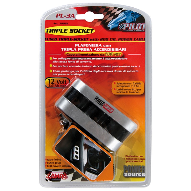 ΑΝΤΑΠΤΟΡΑΣ ΑΝΑΠΤΗΡΑ ΤΡΙΠΛΟΣ 12V - Lampa - L3908.3/T ΑΝΤΑΠΤΟΡΑΣ ΑΝΑΠΤΗΡΑ ΤΡΙΠΛΟΣ 12V - Lampa - L3908.3/T