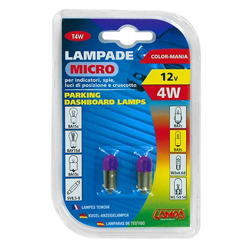 ΛΑΜΠΑΚΙΑ ΜΙΝΙΟΝ 12V T4W BA9s ΜΩΒ - Lampa - 5833.6-LM ΛΑΜΠΑΚΙΑ ΜΙΝΙΟΝ 12V T4W BA9s ΜΩΒ - Lampa - 5833.6-LM