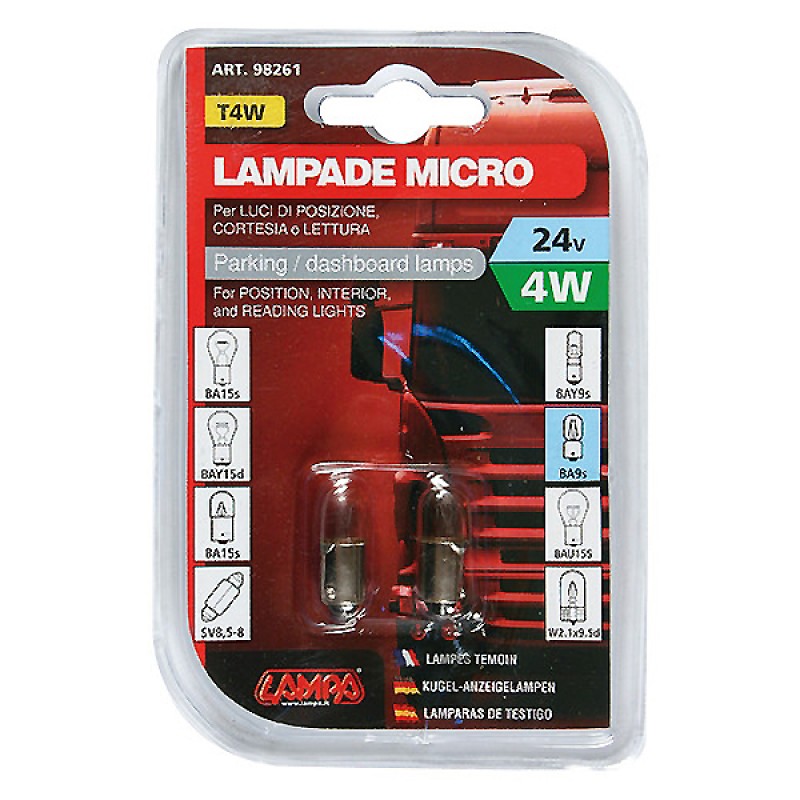 ΜΟΝΟΠΟΛΙΚΗ ΛΑΜΠΑ T4W 24V/4W (BA9s) - Lampa - L9826.1 ΜΟΝΟΠΟΛΙΚΗ ΛΑΜΠΑ T4W 24V/4W (BA9s) - Lampa - L9826.1
