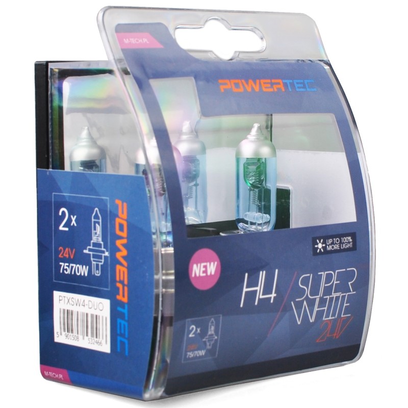 H4 24V 75/70W 3.450K P43t POWERTECK SUPERWHITE BLISTER 2ΤΕΜ. M-TECH - M-Tech - PTXSW4-DUO/MT H4 24V 75/70W 3.450K P43t POWERTECK SUPERWHITE BLISTER 2ΤΕΜ. M-TECH - M-Tech - PTXSW4-DUO/MT