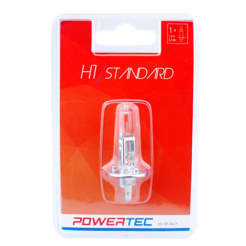 Λαμπάκι Αλογόνου H1 12V 55W P14,5s POWERTEC STANDARD 1ΤΕΜ. - M-Tech - PTZ1-01B/MT