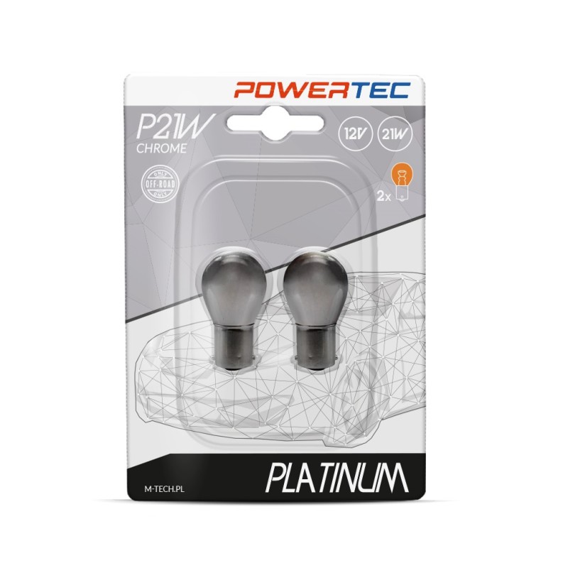 P21W 12V 21W BA15s 3.500K ΜΟΝΟΠΟΛΙΚΟ ΧΡΩΜΙΟ ΚΑΘΡΕΠΤΗΣ ΠΟΡΤΟΚΑΛΙ ΑΛΟΓΟΝΟΥ POWERTECK PLATINUM 2ΤΕΜ. - M-Tech - PTZCH19-02B/MT