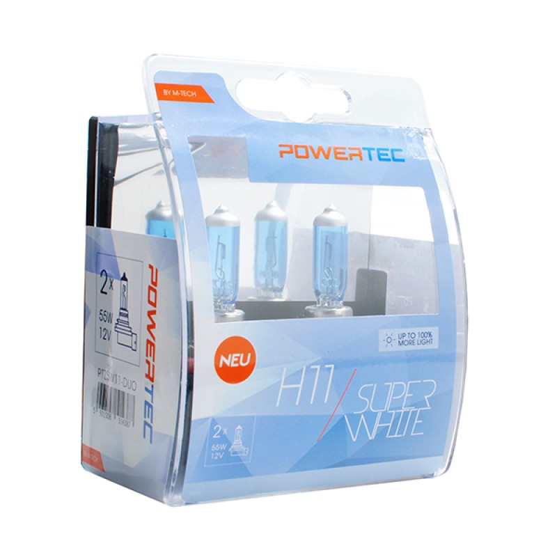H11 12V 55W 3.450K PGJ19-2 POWERTECK SUPERWHITE 2ΤΕΜ. - M-Tech - PTZSW11-DUO/MT H11 12V 55W 3.450K PGJ19-2 POWERTECK SUPERWHITE 2ΤΕΜ. - M-Tech - PTZSW11-DUO/MT