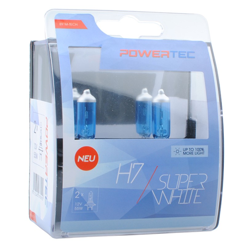 H7 12V 55W 3.450K PX26d POWERTECK SUPERWHITE 2ΤΕΜ. - M-Tech - PTZSW7-DUO/MT H7 12V 55W 3.450K PX26d POWERTECK SUPERWHITE 2ΤΕΜ. - M-Tech - PTZSW7-DUO/MT