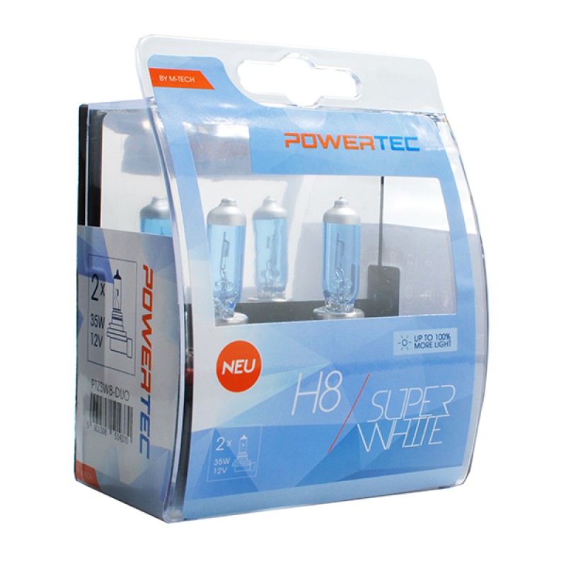 H8 12V 55W 3.450K PGJ19-1 POWERTECK SUPERWHITE 2ΤΕΜ. - M-Tech - PTZSW8-DUO/MT H8 12V 55W 3.450K PGJ19-1 POWERTECK SUPERWHITE 2ΤΕΜ. - M-Tech - PTZSW8-DUO/MT