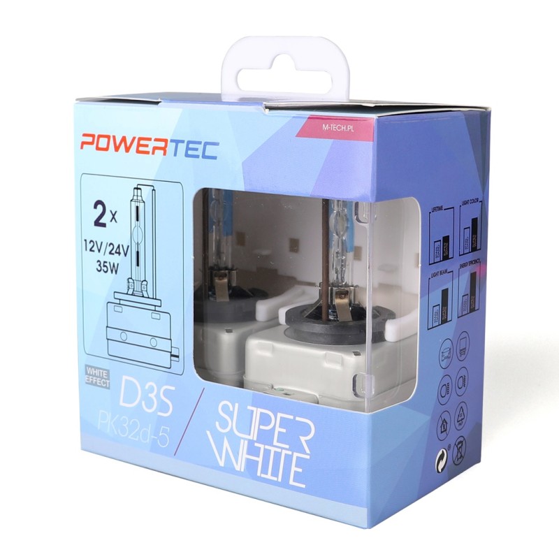 D3S 12V 34W P32d-5 5.000K POWERTEC SUPER WHITE 2ΤΕΜ. M-TECH - M-Tech - PTZSWD3S-DUO/MT D3S 12V 34W P32d-5 5.000K POWERTEC SUPER WHITE 2ΤΕΜ. M-TECH - M-Tech - PTZSWD3S-DUO/MT