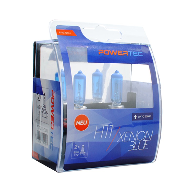 H11 12V 55W PGJ19-2 5.000K POWERTEC XENON BLUE 2ΤΕΜ. - M-Tech - PTZXB11-DUO/MT H11 12V 55W PGJ19-2 5.000K POWERTEC XENON BLUE 2ΤΕΜ. - M-Tech - PTZXB11-DUO/MT
