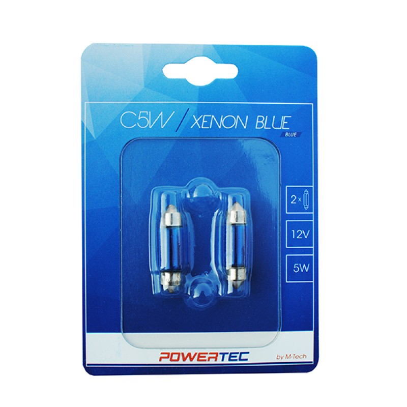 ΛΑΜΠΑΚΙΑ ΠΛΑΦΟΝΙΕΡΑΣ C5W 12V 5W SV8,5-8 11x36mm POWERTEC XENON BLUE 2ΤΕΜ. - M-Tech - PTZXB33-02B/MT ΛΑΜΠΑΚΙΑ ΠΛΑΦΟΝΙΕΡΑΣ C5W 12V 5W SV8,5-8 11x36mm POWERTEC XENON BLUE 2ΤΕΜ. - M-Tech - PTZXB33-02B/MT