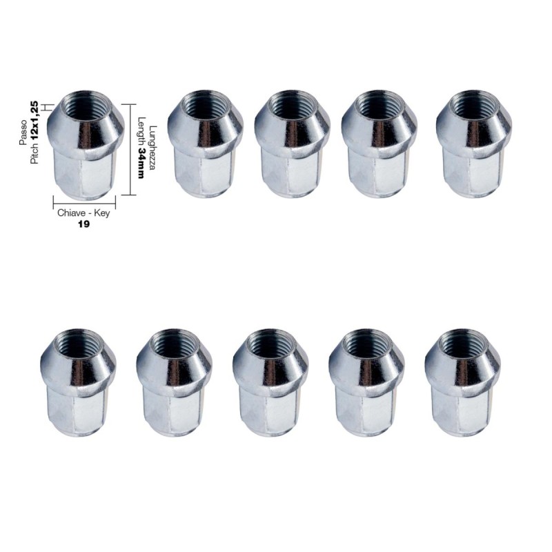 ΠΑΞΙΜΑΔΙ ΚΩΝΙΚΟ 12x1,25 (34mm) (19) 10ΤΕΜ. - Simoni Racing - SRDR/14-10